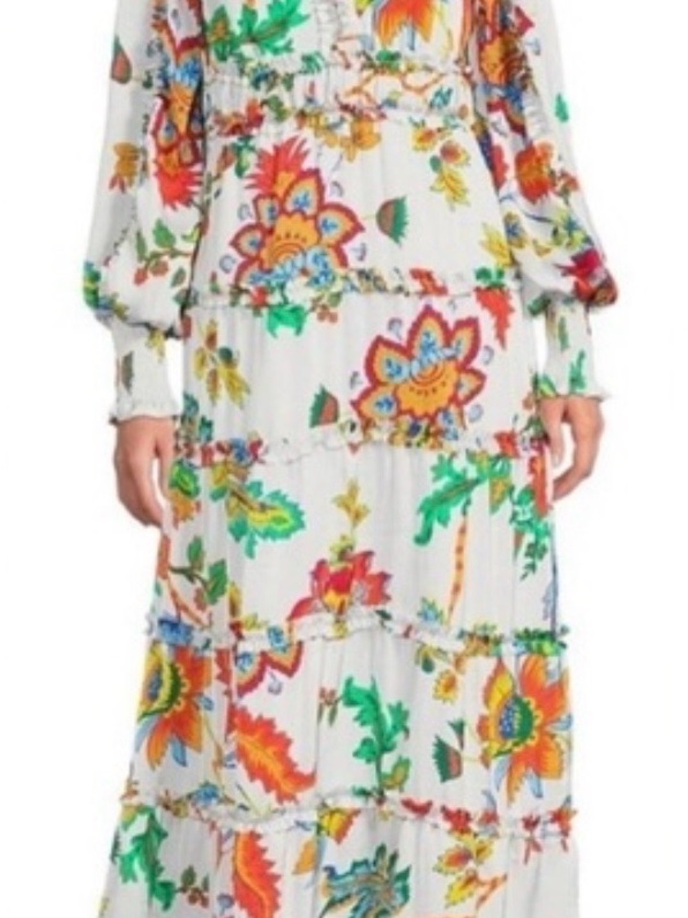 NWT CHELSEA & VIOLET MARGAUX PLISSE FLORAL PRINT TIERED MAXI DRESS-MED - Picture 10 of 13